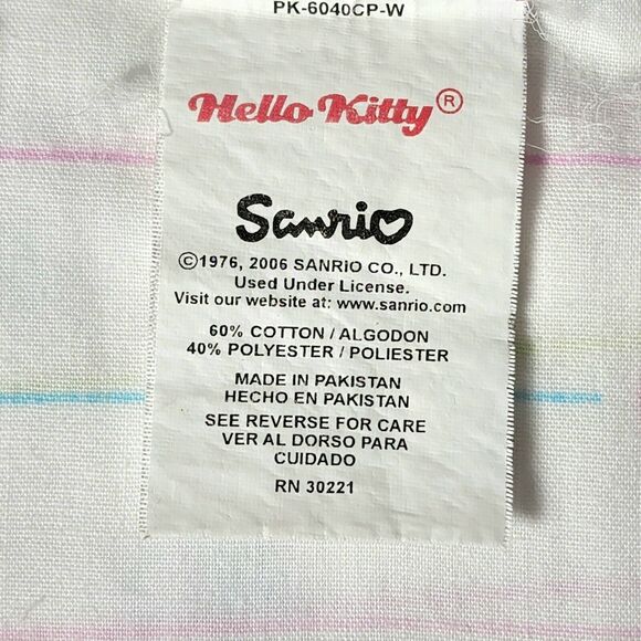 Vintage Hello Kitty by Sanrio White Flat Twin Sheet 1976, 2006 Cats, Kittens EUC - Picture 6 of 7